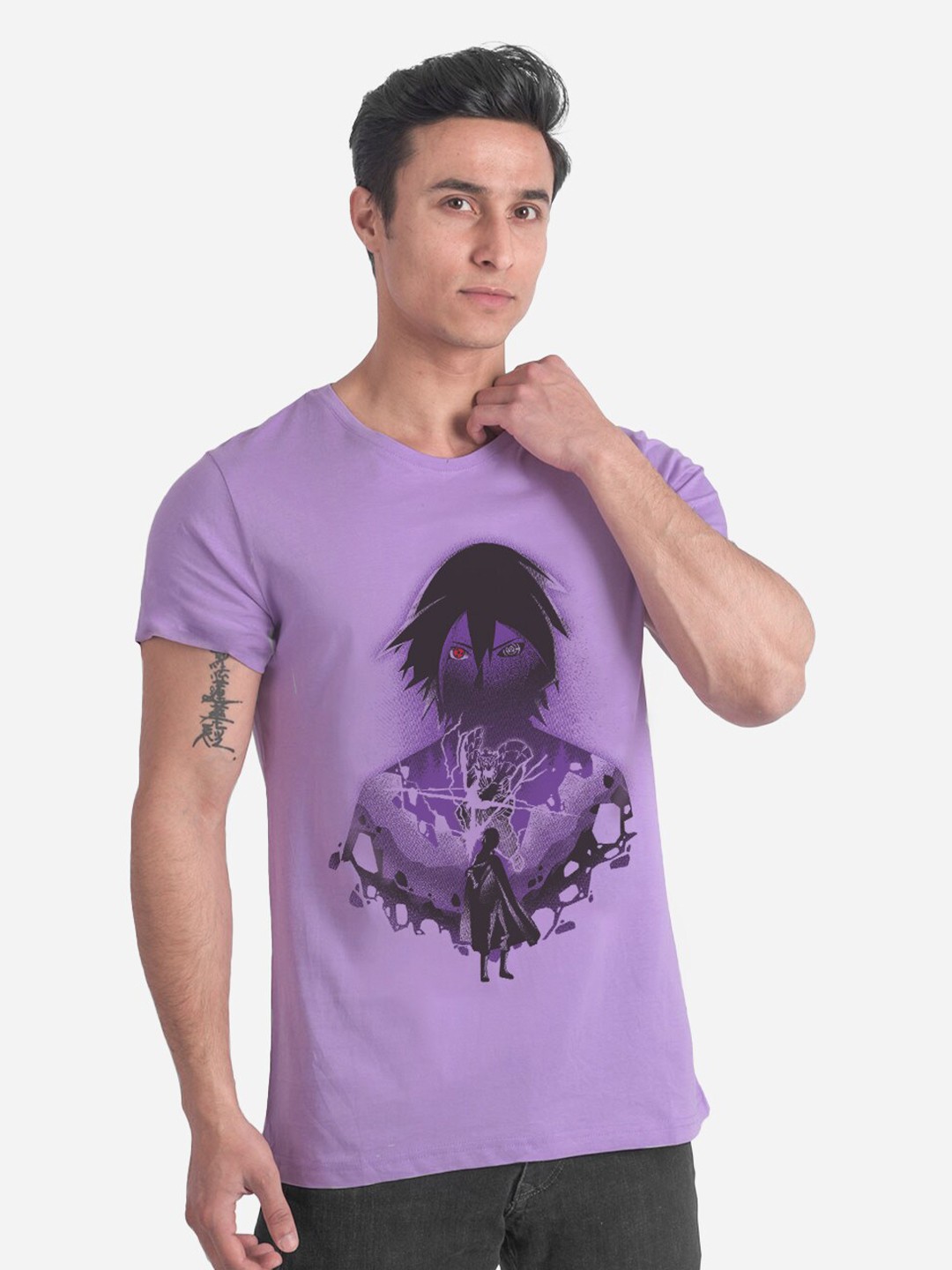 

COMICSENSE Men Purple Printed Pure Cotton Bio Finish T-shirt