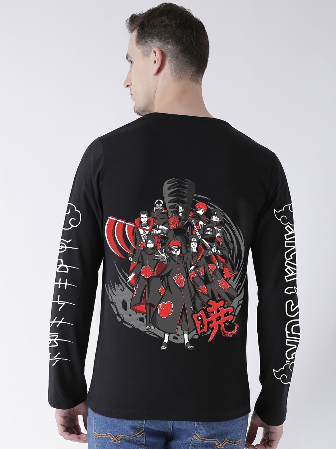 

COMICSENSE Men Anime Printed Naruto Cotton Full Sleeve Tshirt, Black