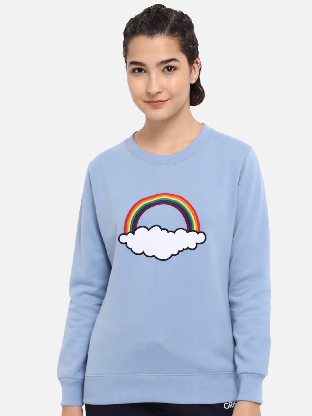 

GRIFFEL Women Blue Printed Sweatshirt
