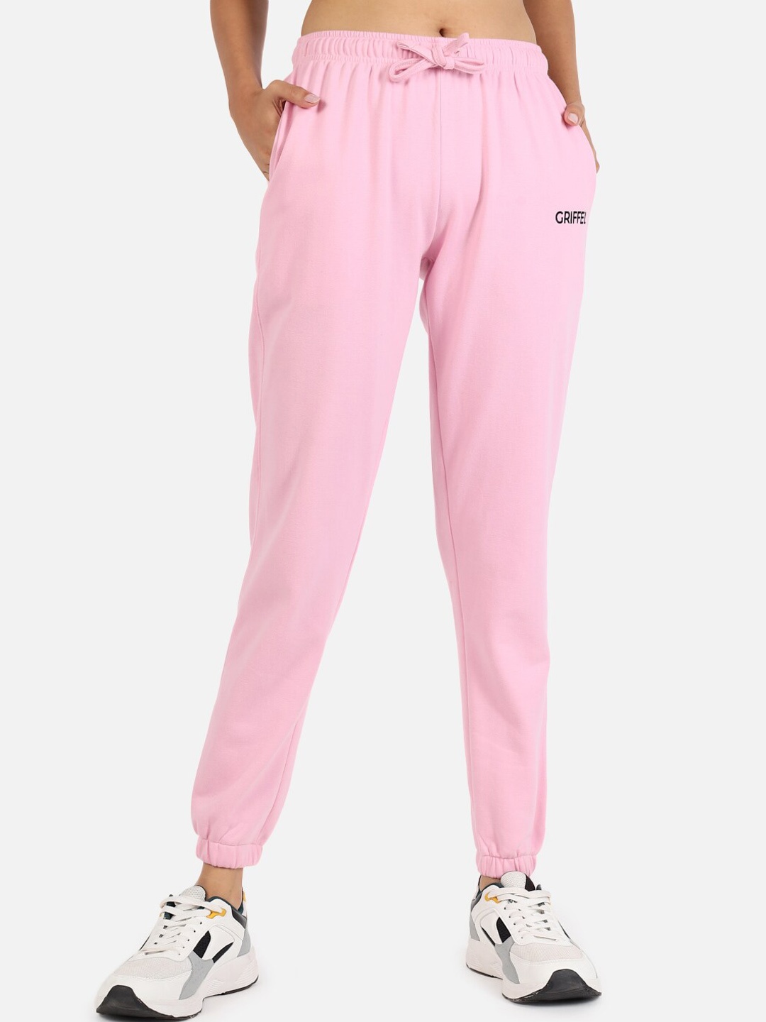 

GRIFFEL Women Pink Logo Printed Cotton Jogger