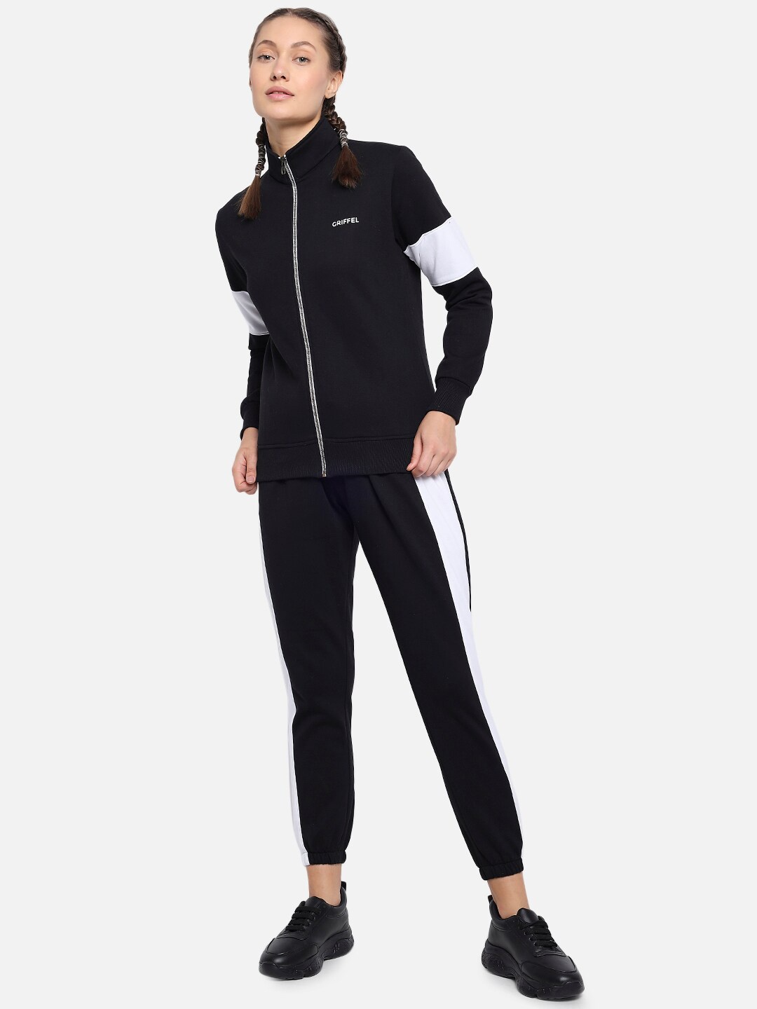 

GRIFFEL Women Black Colorblocked Tracksuits