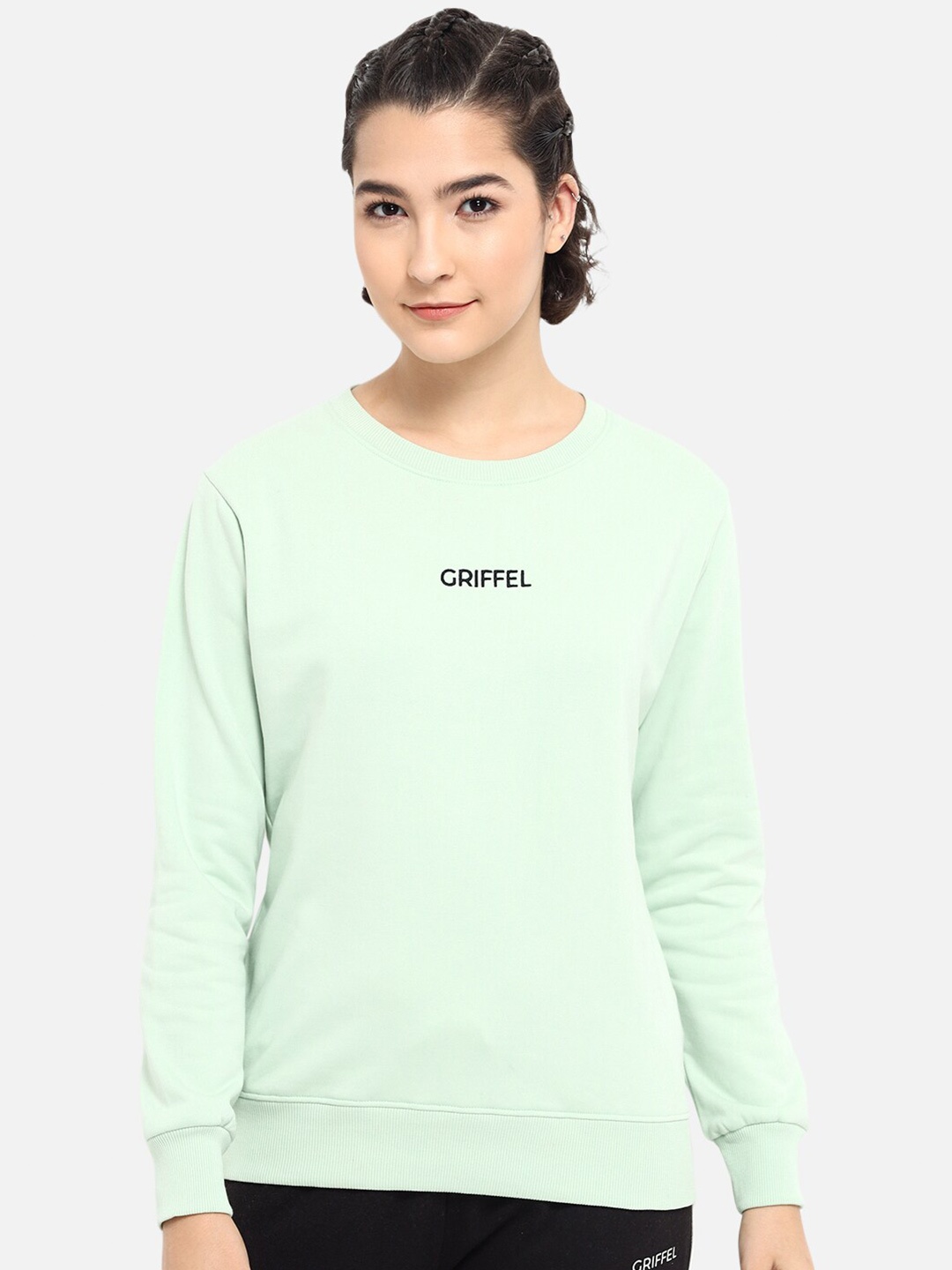 

GRIFFEL Women Sea Green Sweatshirt