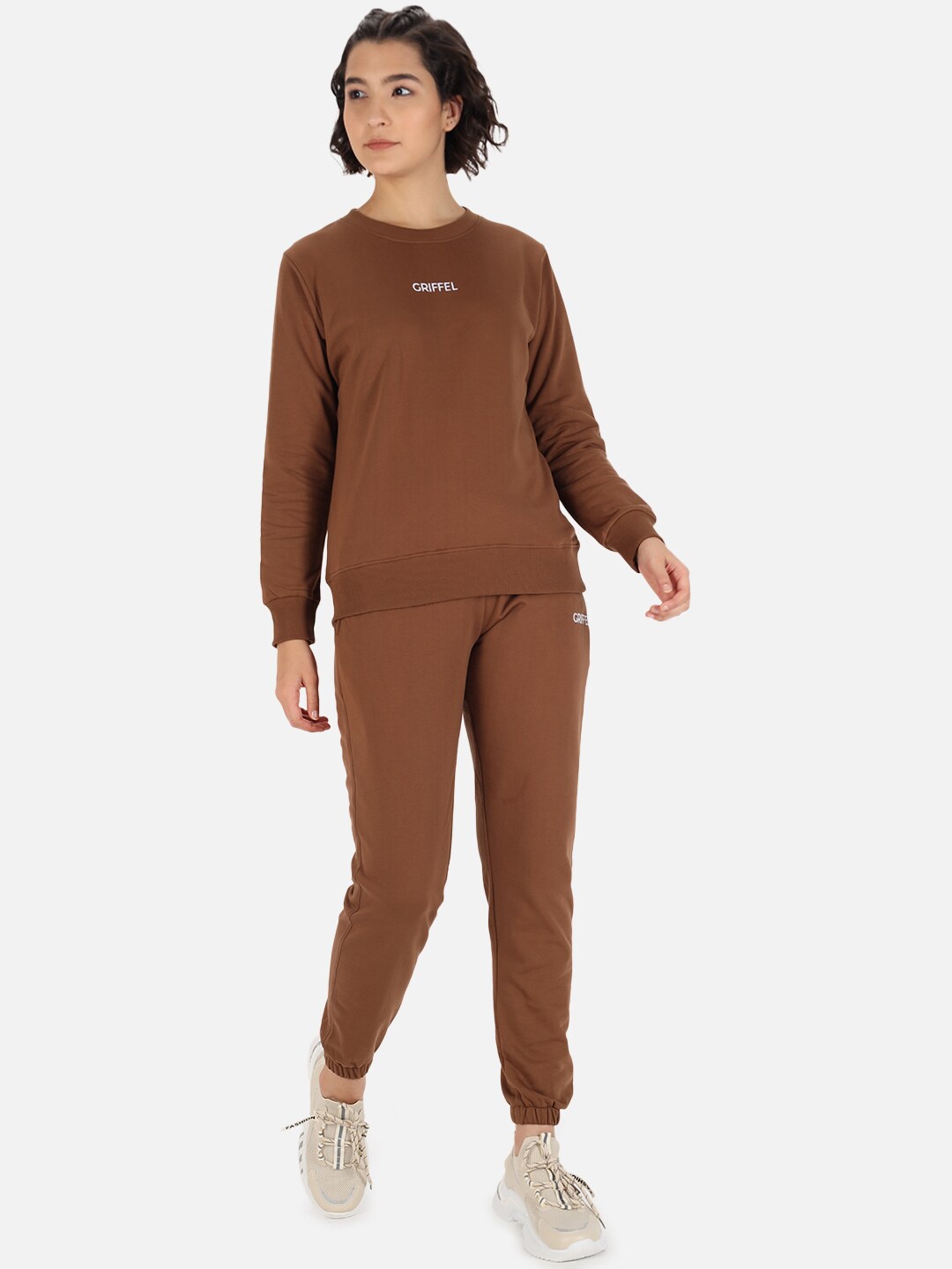 

GRIFFEL Women Coffee Brown Solid Tracksuits