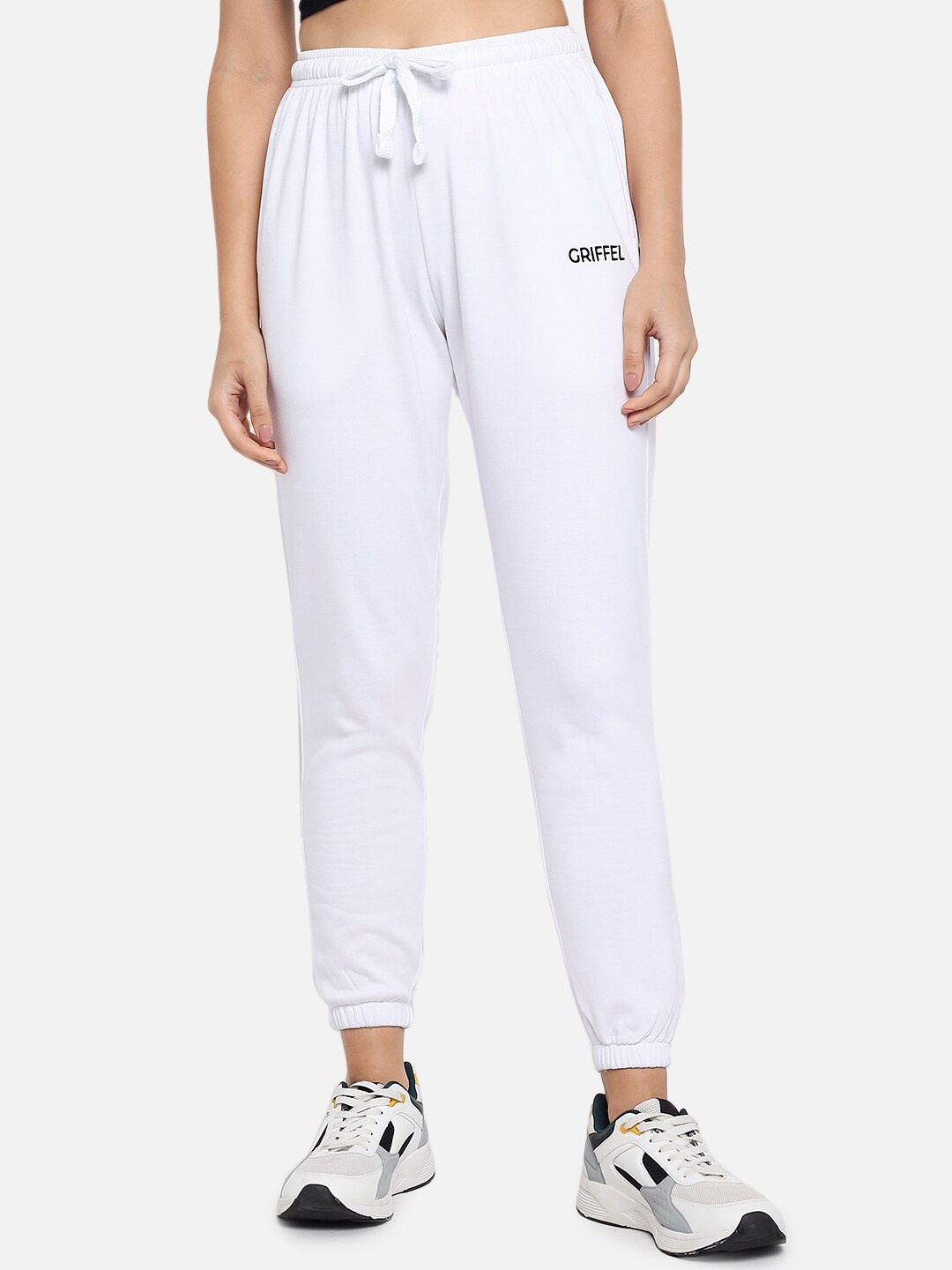 

GRIFFEL Women White Solid Cotton Joggers