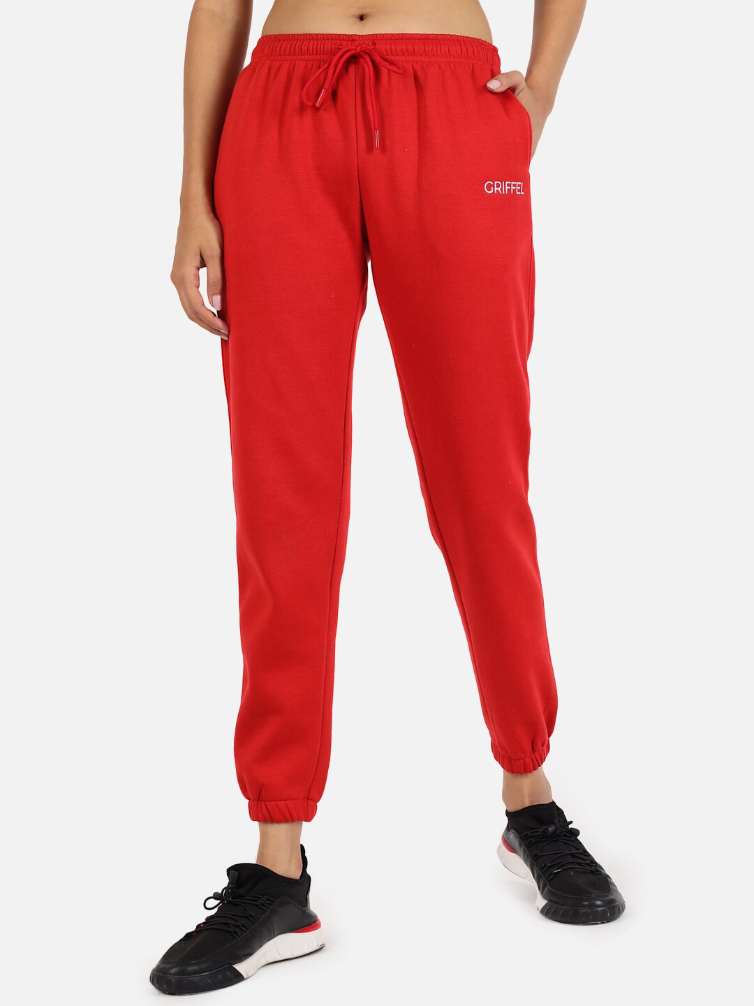 

GRIFFEL Women Red Solid Cotton Joggers