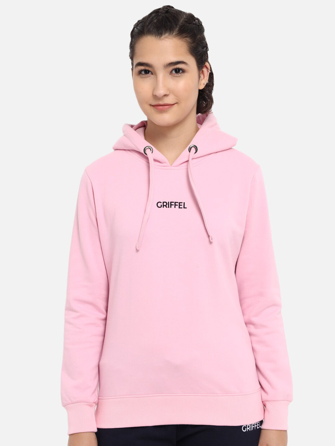 

GRIFFEL Women Pink Printed Hooded Sweatshirt
