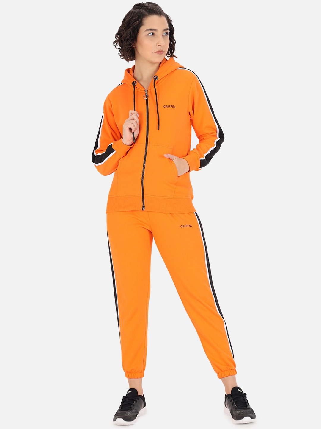 

GRIFFEL Women Orange Solid Open-Front Tracksuits