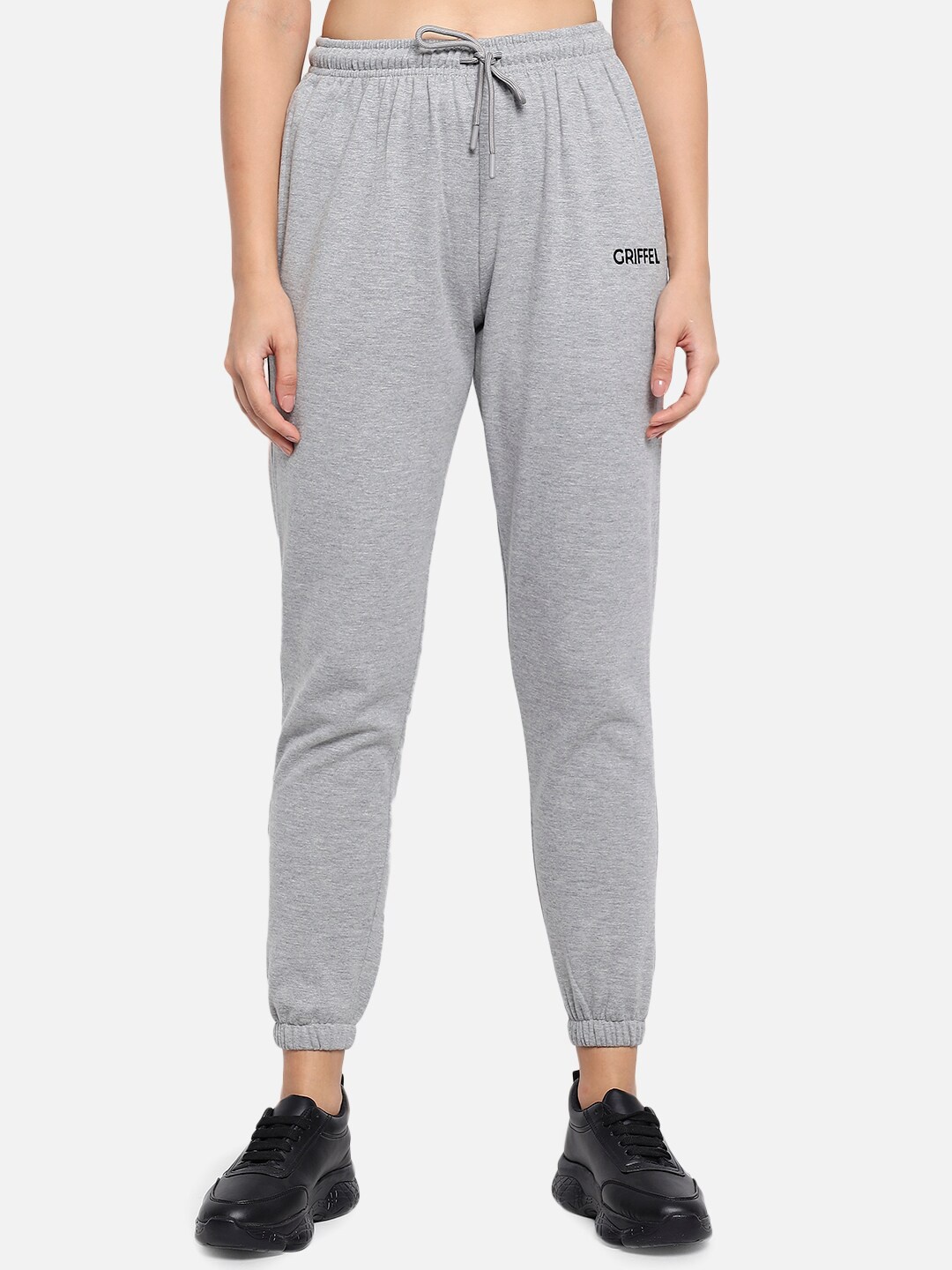 

GRIFFEL Women Grey Solid Cotton Sports Joggers