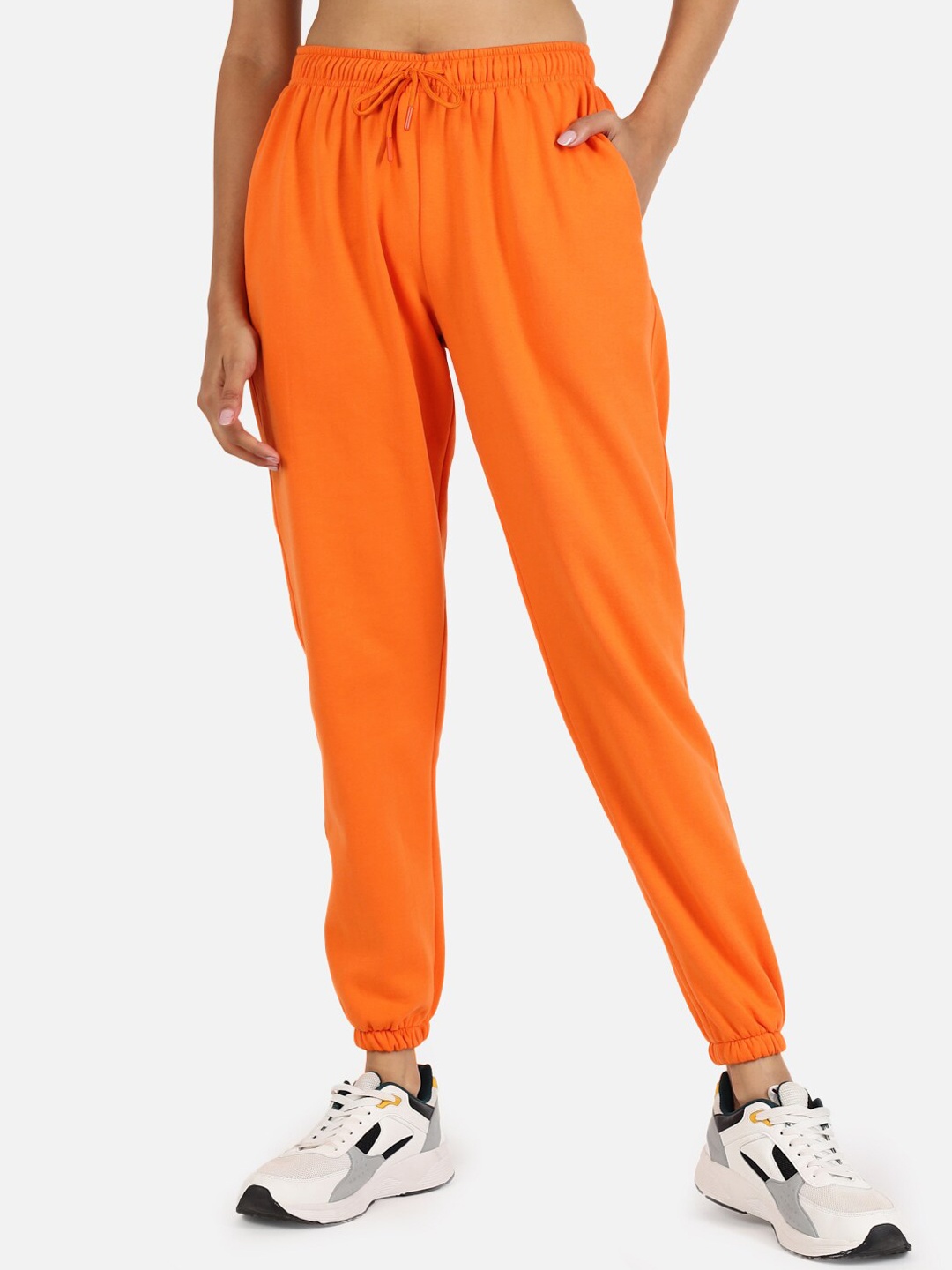 

GRIFFEL Women Orange Solid Cotton Joggers