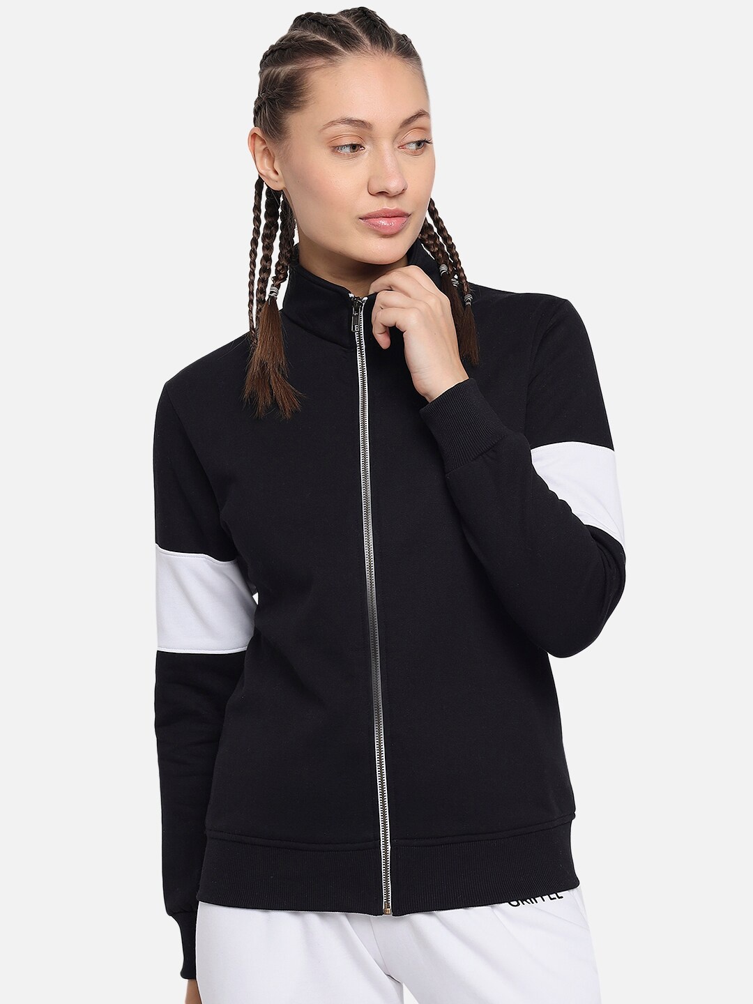 

GRIFFEL Women Black Solid Sweatshirt