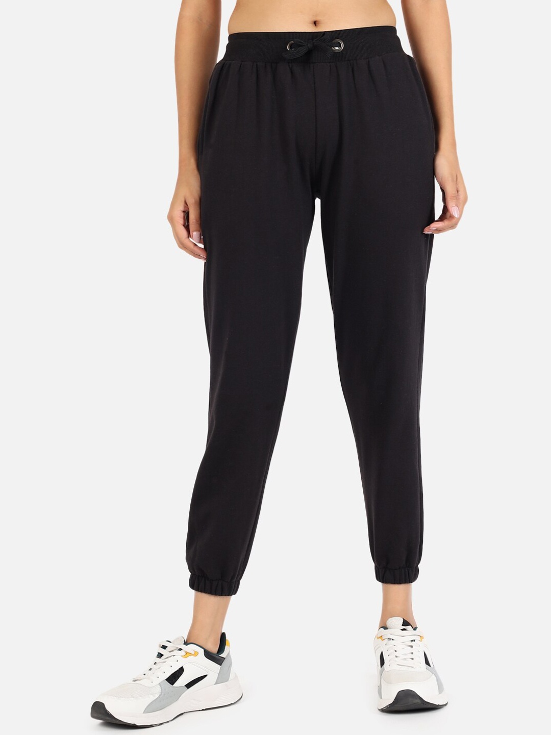 

GRIFFEL Women Black Solid Cotton Sports Joggers