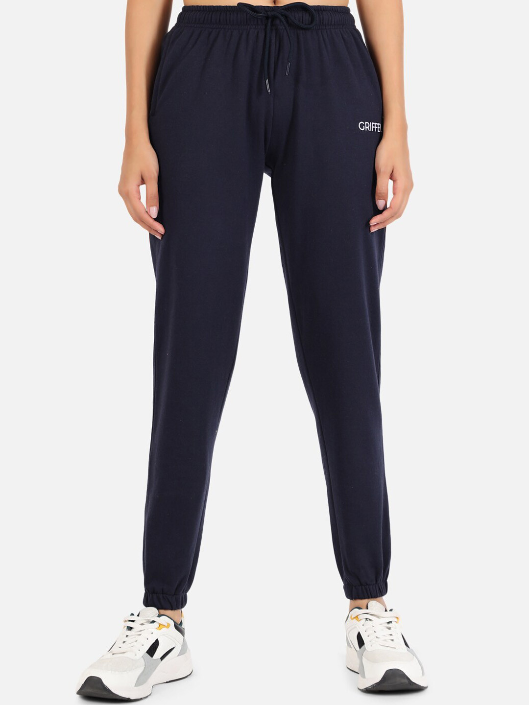 

GRIFFEL Women Navy Blue Cotton Solid Sports Joggers