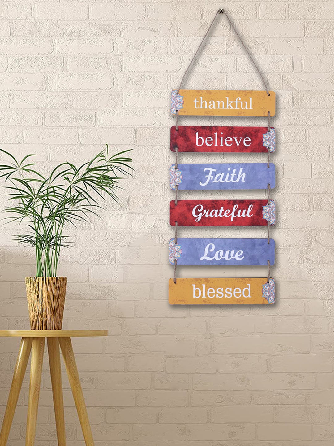 

Kuber Industries Red, Violet & Yellow Wooden Plaque Sign Hanging