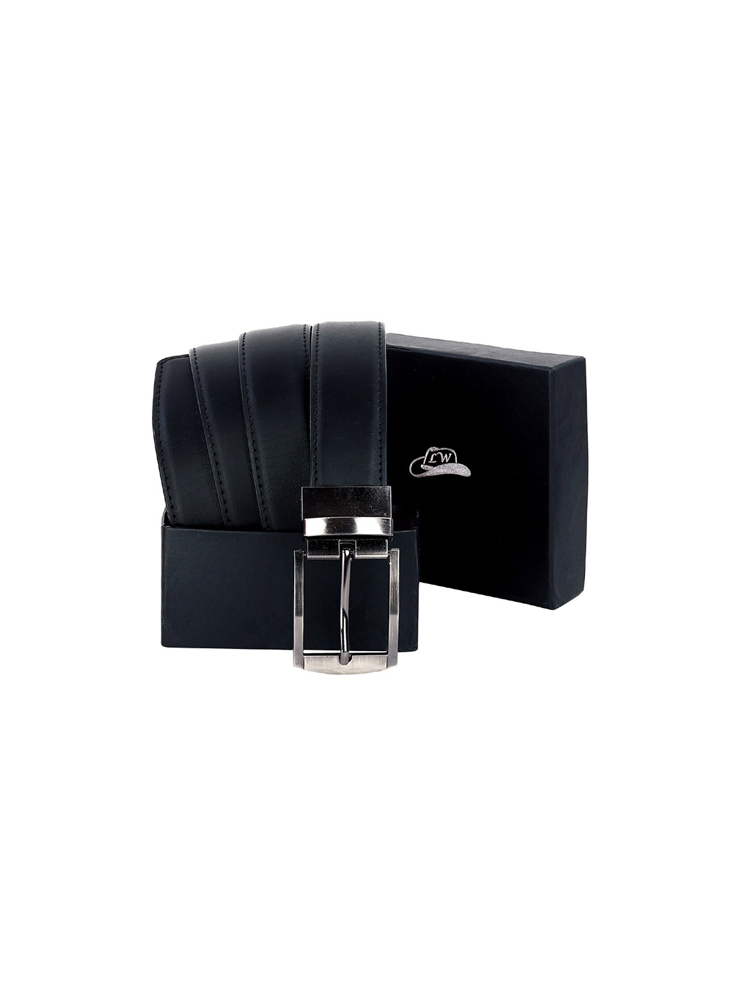 

Leather World Men Black Solid Leather Formal Belt