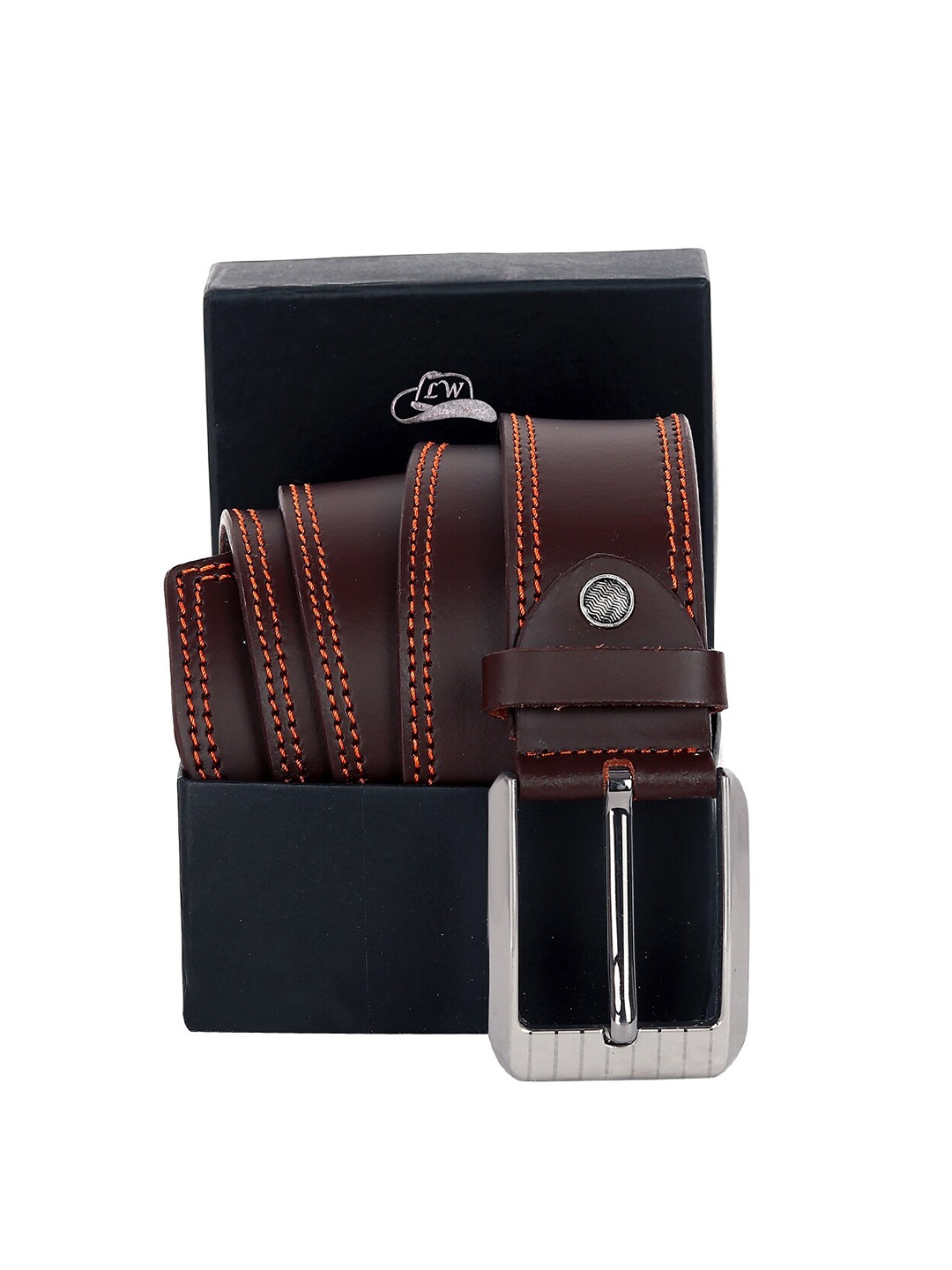 

Leather World Men Brown Leather Formal Belt