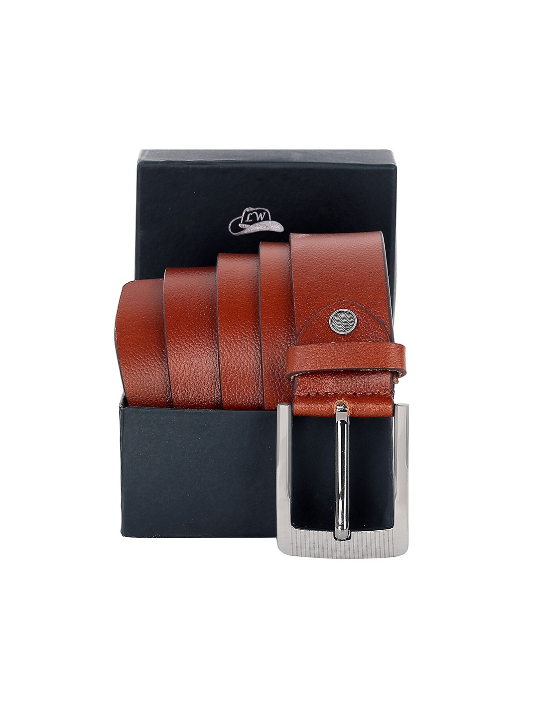 

Leather World Men Tan Brown Textured Leather Formal Belt