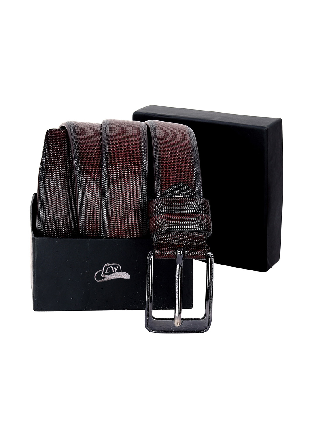 

Leather World Men Brown Textured Leather Formal Belt