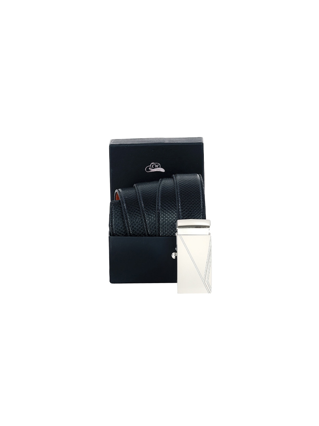 

Leather World Men Black Textured Leather Formal Belt