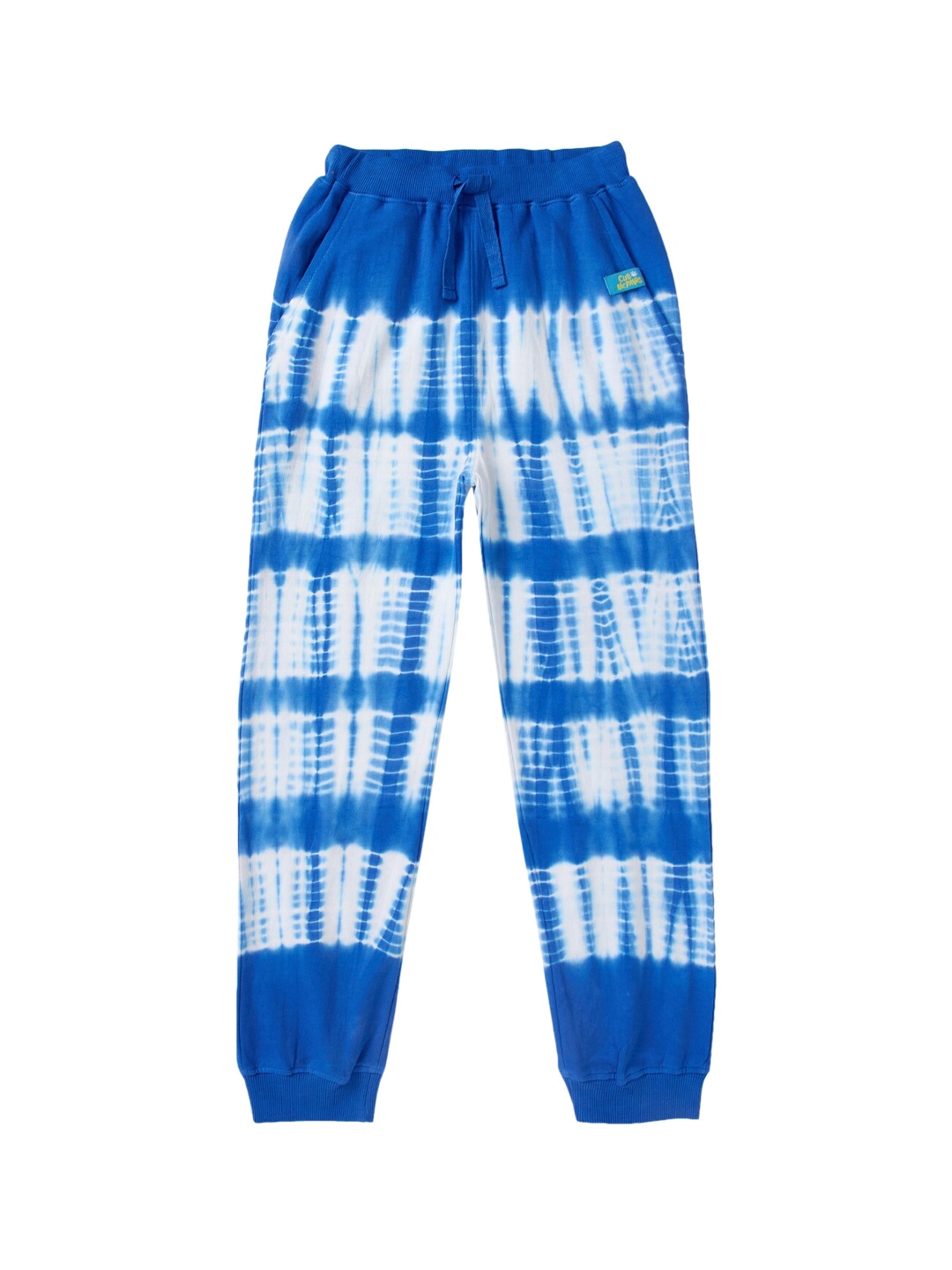 

Cub McPaws Girls Blue & White Tie & Dye Printed Cotton Joggers
