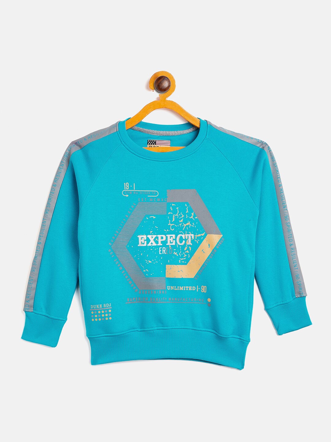 

Duke Boys Turquoise Blue Typography Printed Fleece Sweatshirt