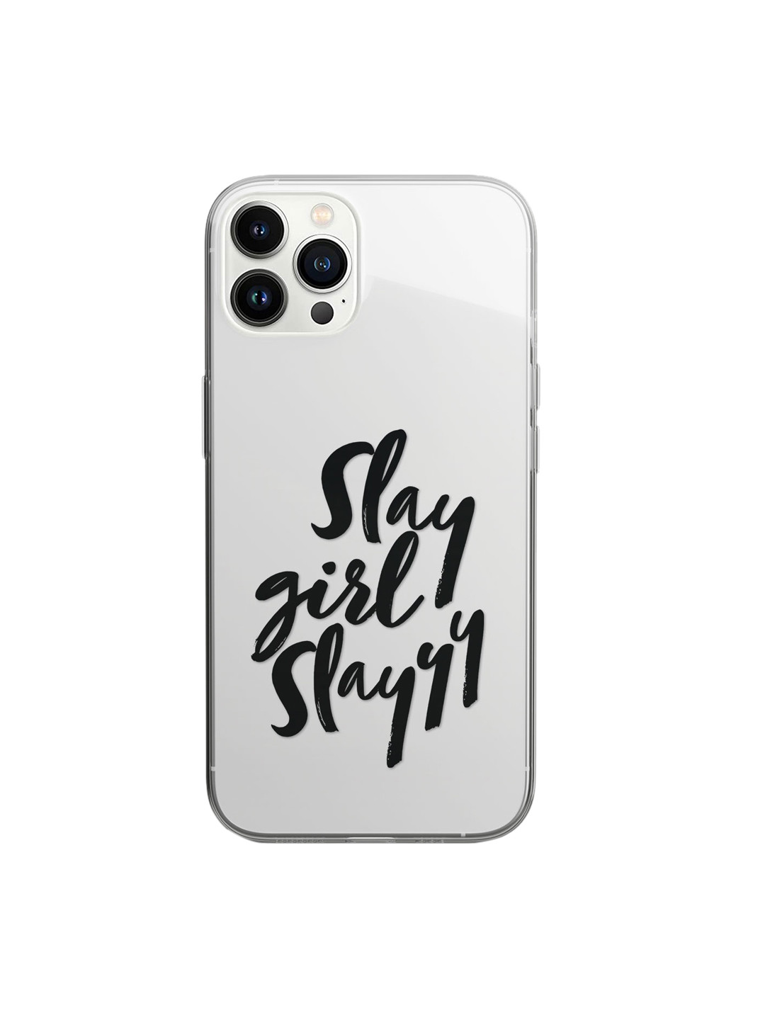 

macmerise Transparent & Black Typography Printed iPhone 14 Pro Phone Back Case