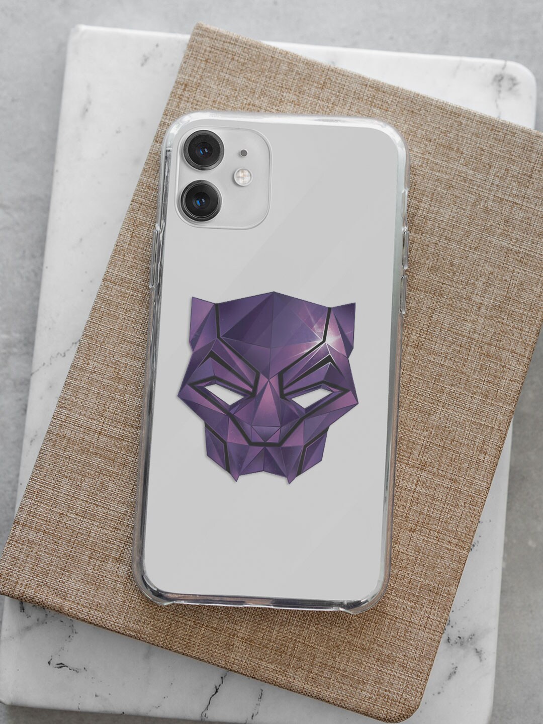 

Macmerise Transparent & Purple Printed Panther iPhone 14 Plus Phone Back Case