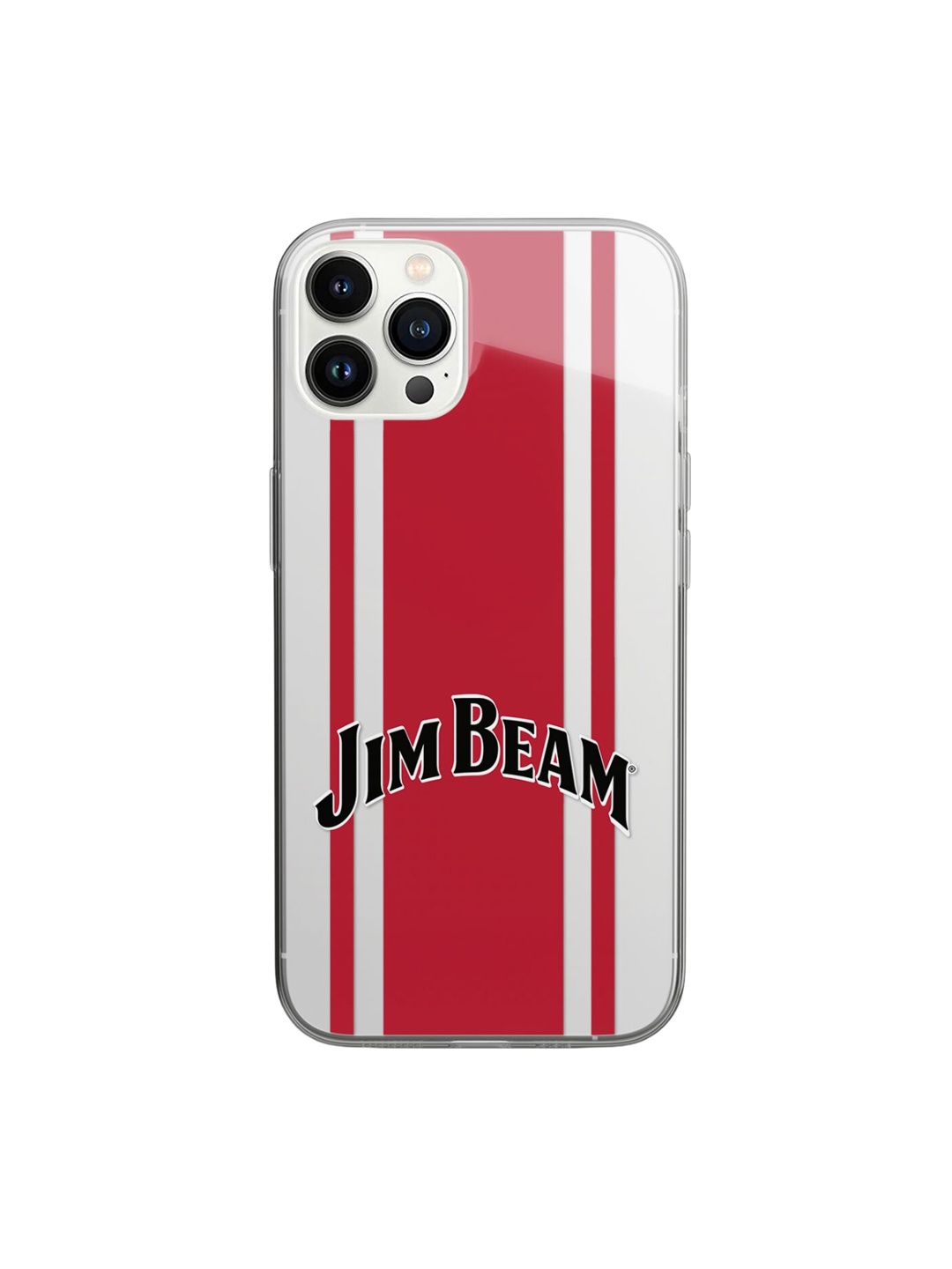 

macmerise Printed Transparent & Red Printed Jim Beam Shadow Design iPhone 14 Pro Clear Case Phone Back Case