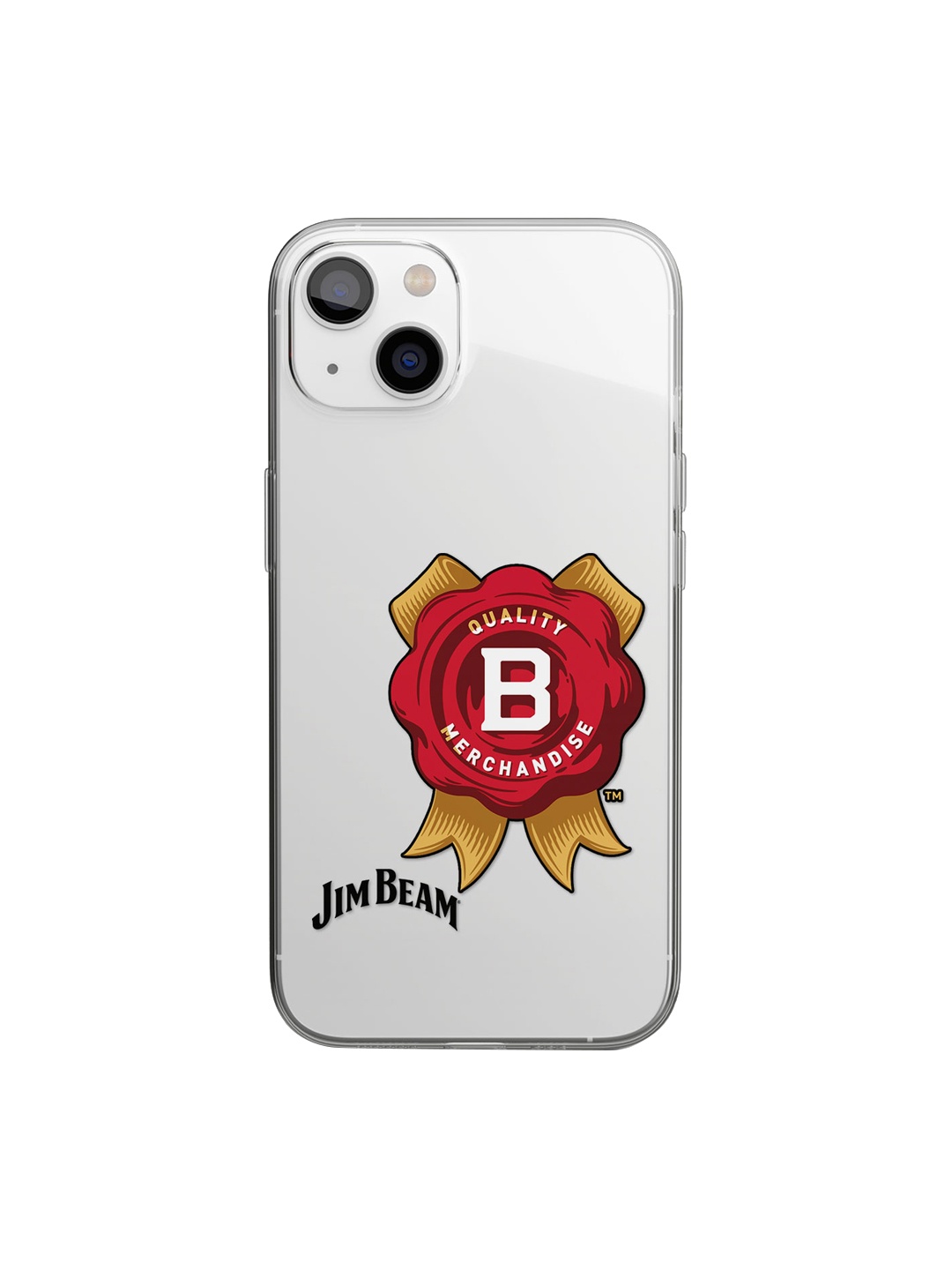 

macmerise Transparent & Red Printed Jim Beam Vintage Design iPhone 14 Clear Phone Back Case