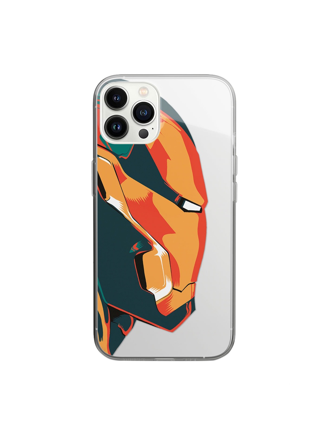 

macmerise Transparent & Orange Ironman Printed iPhone 14 Clear Phone Back Case
