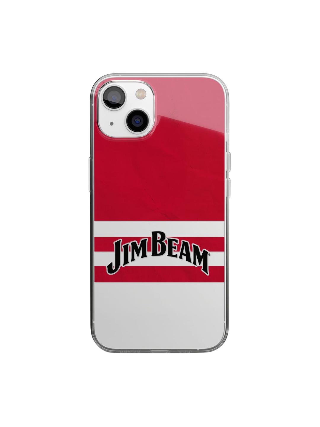 

macmerise Transparent & Red Printed Jim Beam Design Clear iPhone 14 Phone Back Case