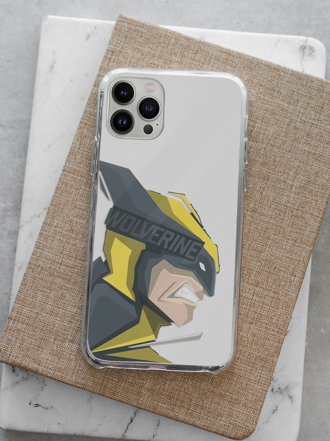

macmerise Grey & Yellow Printed Wolverine iPhone 14 Pro Clear Phone Back Case