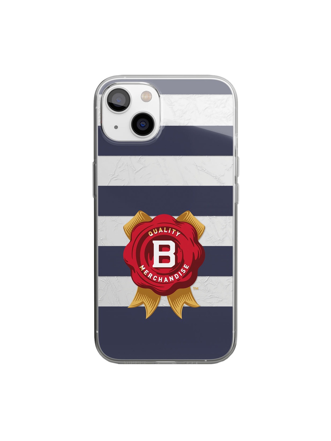 

macmerise Blue & White Striped Printed iPhone 14 Plus Clear Phone Back Case