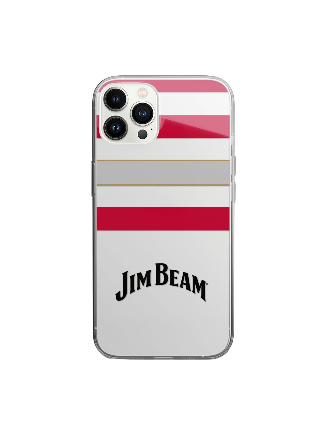 

macmerise Transparent & Red Jim Beam Black Stripes Design iPhone 14 Pro Back Cover