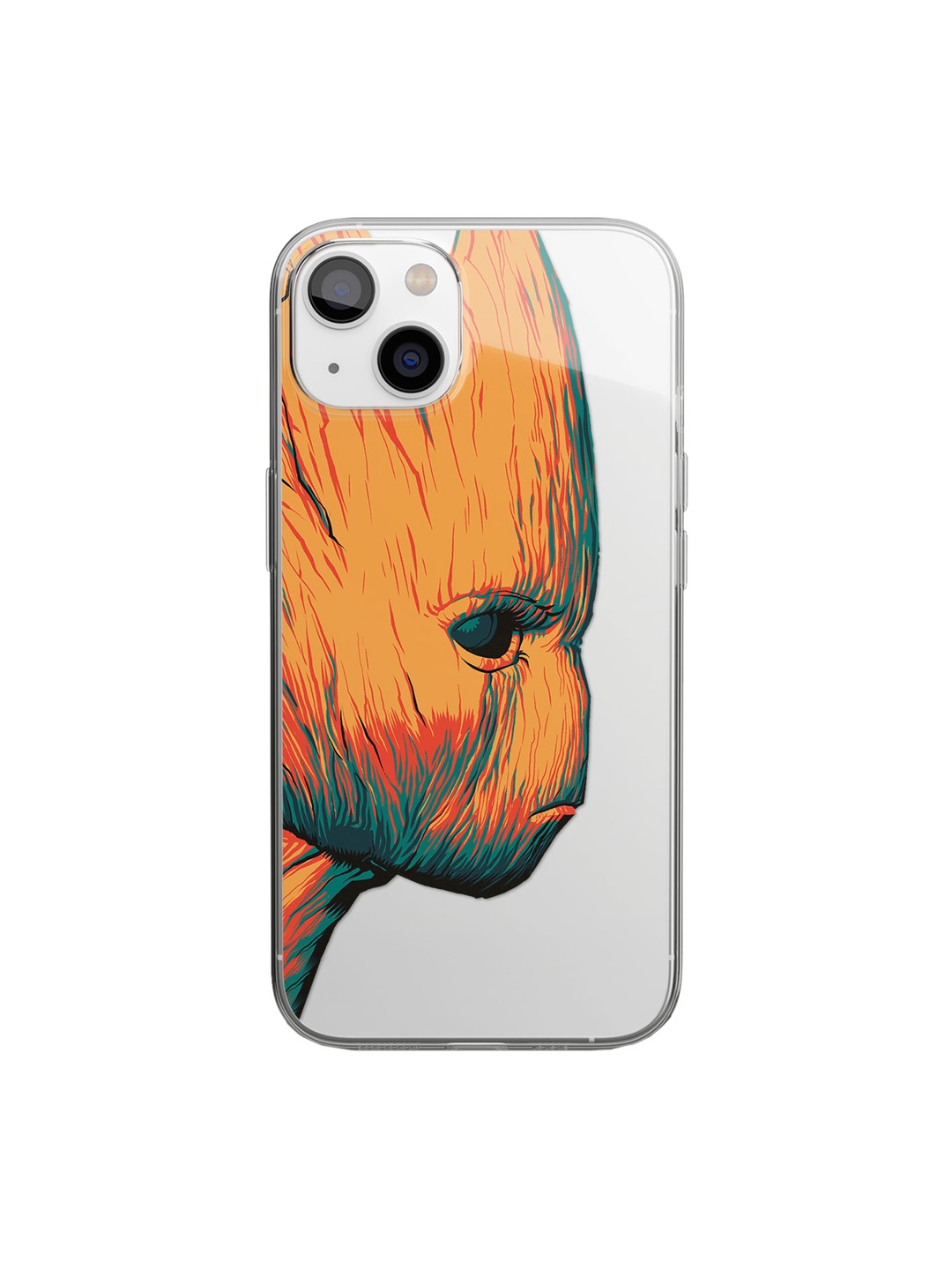 

macmerise Transparent & Orange Illuminated Groot Design Printed iPhone 14 Clear Back Case