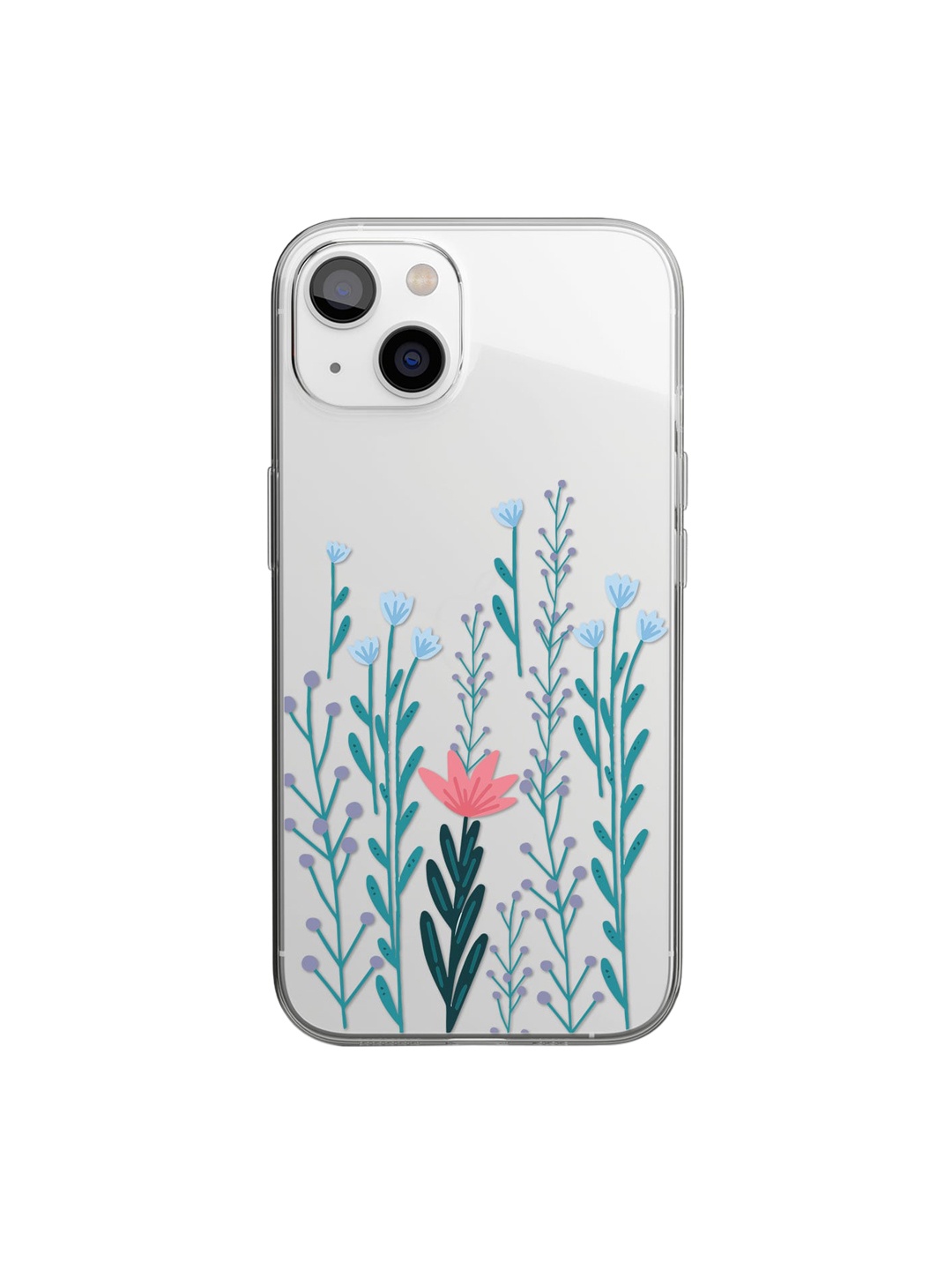 

macmerise Transparent & Green Printed SK Cozy Coral Design Clear iPhone 14 Phone Back Case