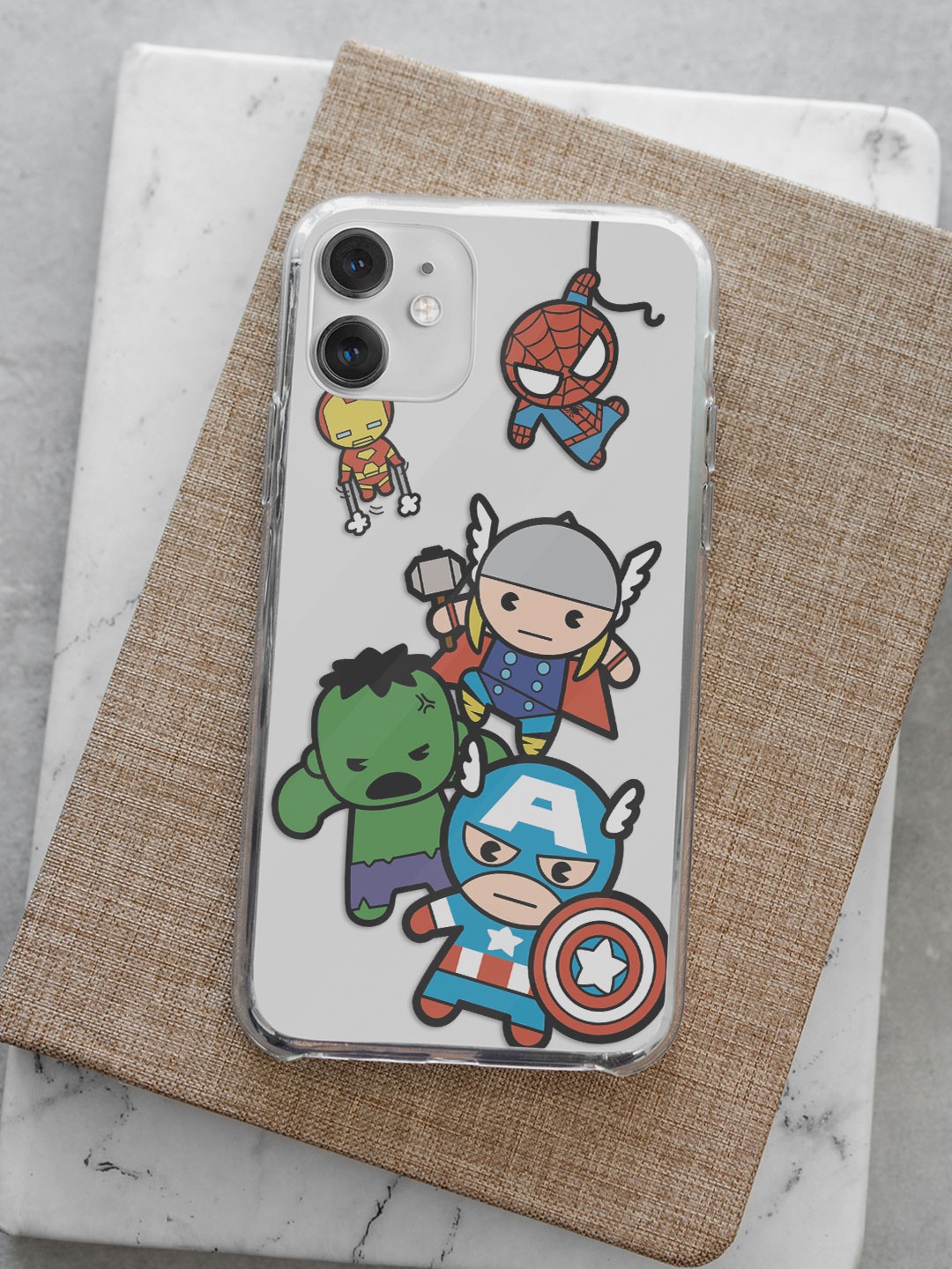 

macmerise Transparent & Blue Kawaii Art Marvel Comics Design Printed iPhone 14 Clear Back Case