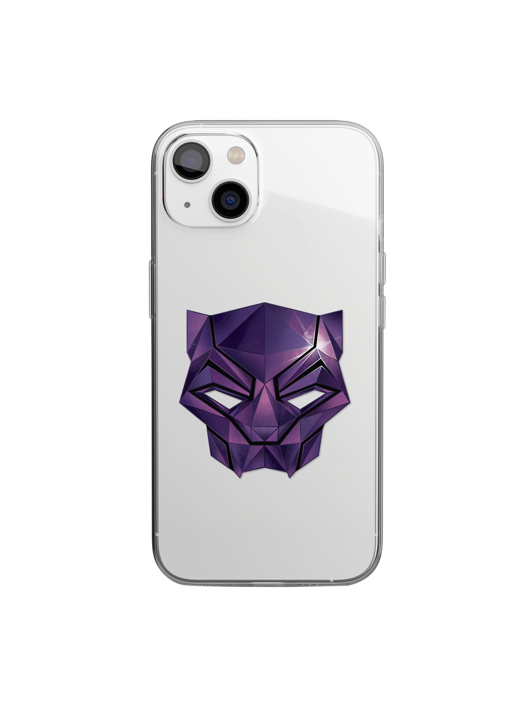 

macmerise Transparent & Purple Printed Black Panther Logo Design iPhone 14 Clear Phone Back Case