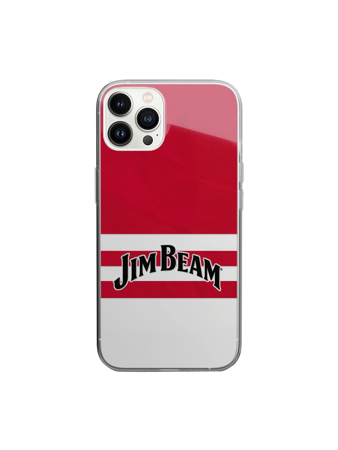 

macmerise Transparent & Red Printed Jim Beam Red Stripes Design Clear iPhone 14 Pro Phone Back Case