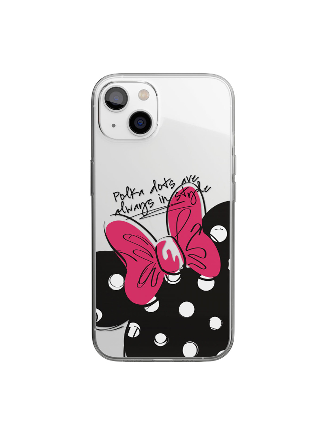 

macmerise Transparent & Black Polka Minnie Design Printed iPhone 14 Plus Clear Back Case