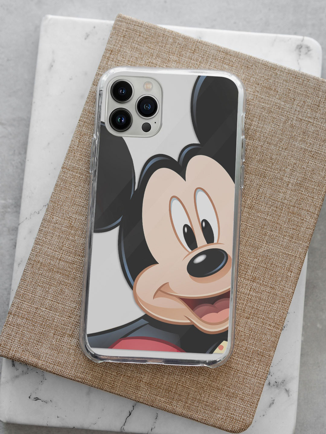 

macmerise Transparent & Black Mickey Mouse Printed iPhone 14 Pro Clear Phone Back Case