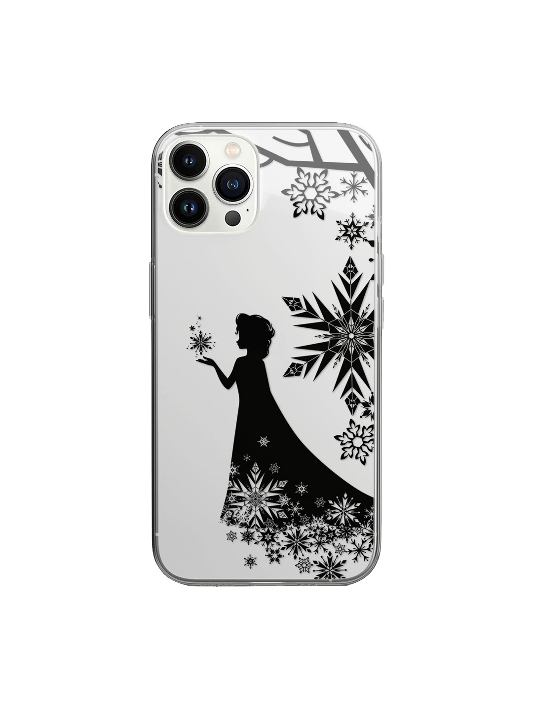 

macmerise Transparent & Black Printed Elsa Silhouette Design iPhone 14 Pro Clear Phone Back Case