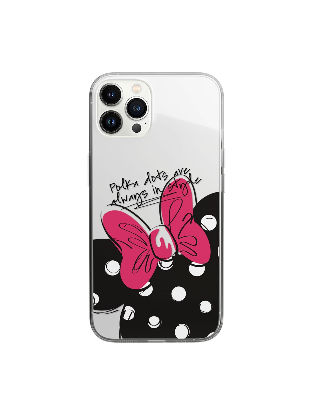 

macmerise Transparent & Black Polka Minnie iPhone 14 Pro Back Case