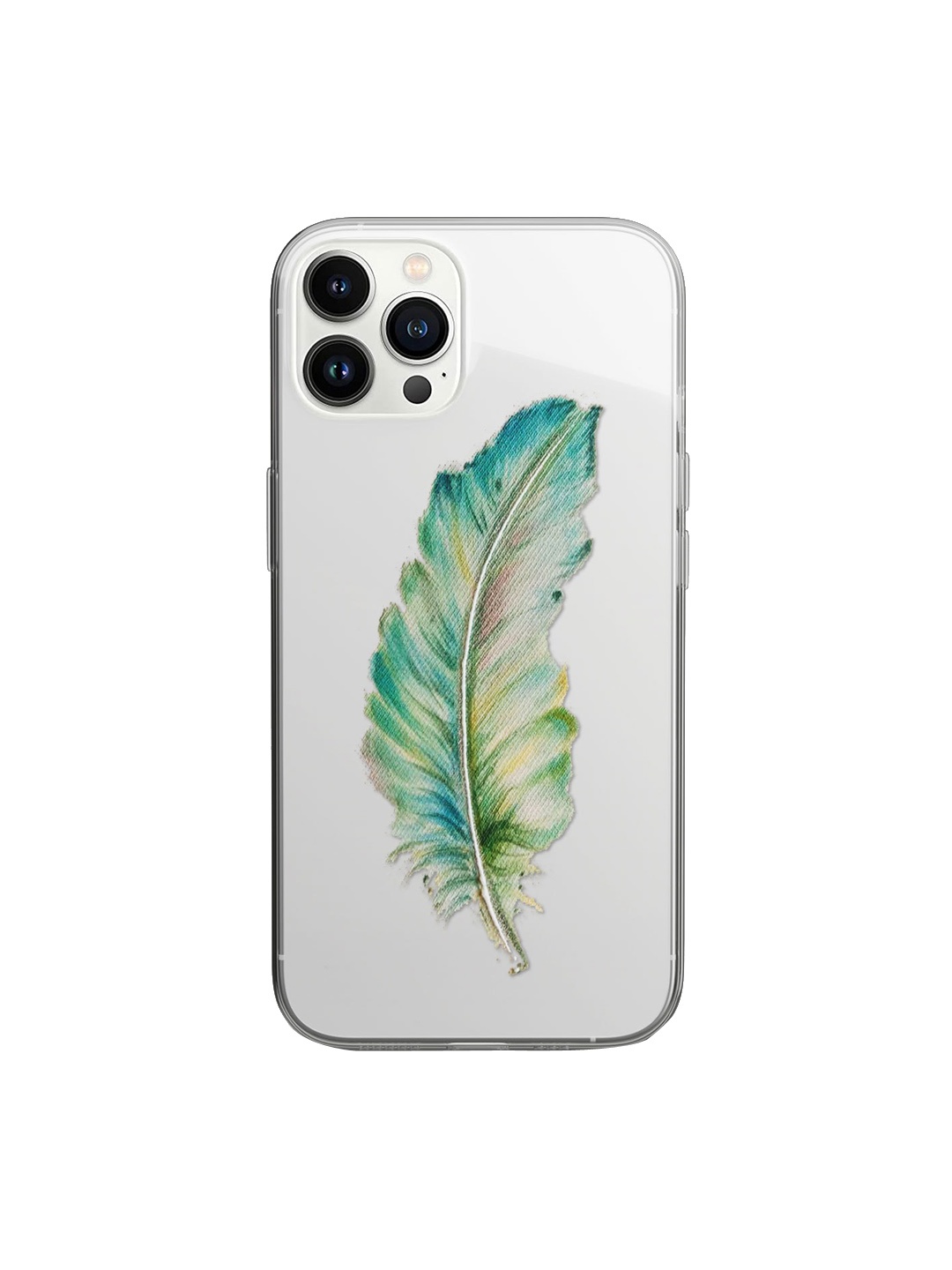 

Macmerise Transparent & Green Printed SK Feather Art Design iPhone 14 Pro Clear Phone Back Case
