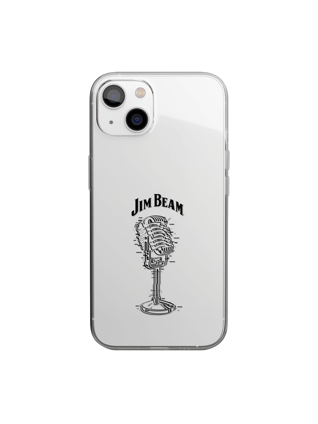 

macmerise Grey Printed Jim Beam Retro Mic Design iPhone 14 Clear Phone Back Case