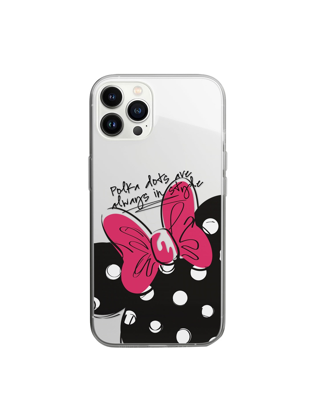 

macmerise Transparent &Pink Polka Minnie iPhone 14 Pro Max Clear Phone Back Case