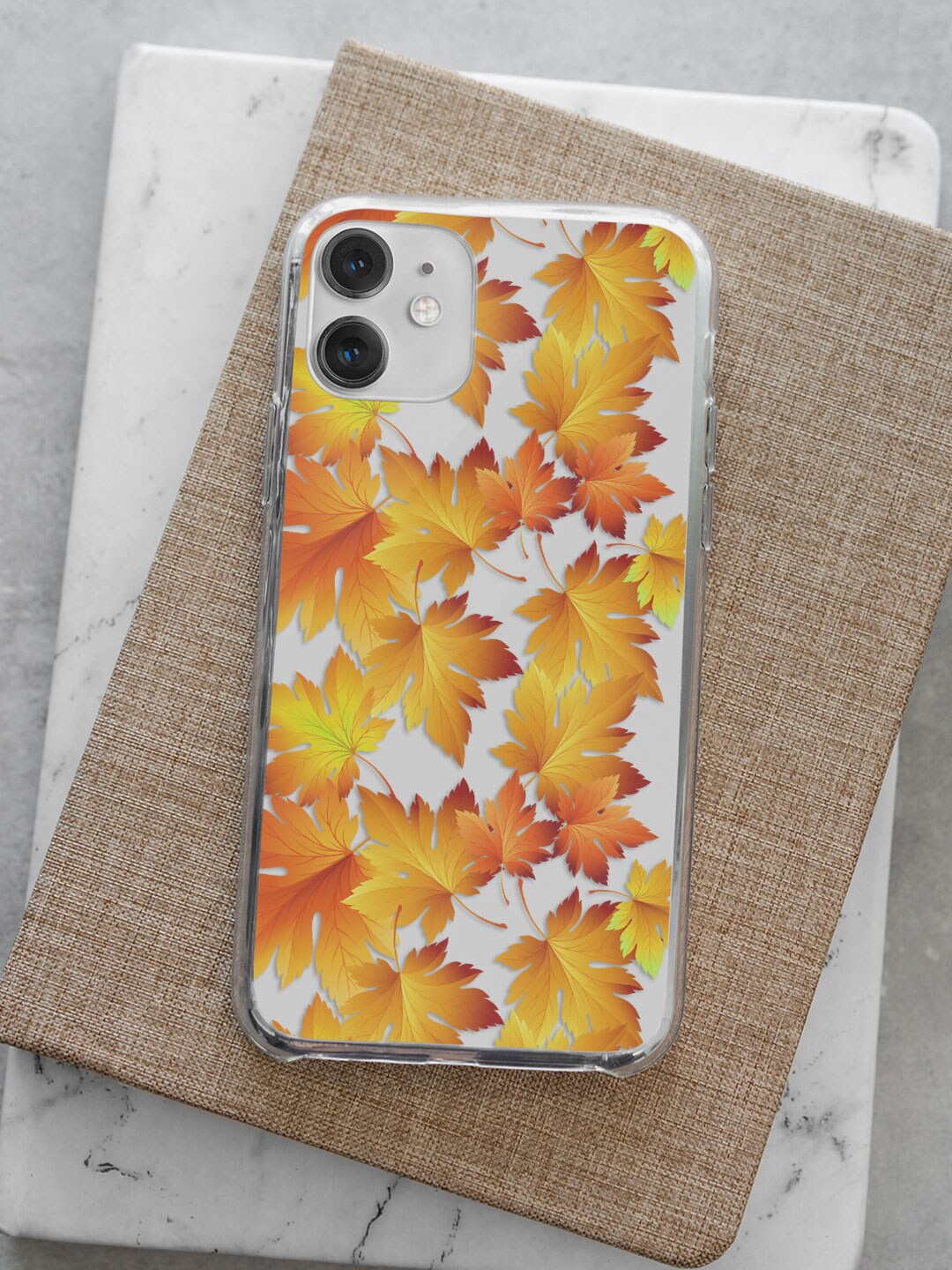 

macmerise Transparent & Yellow Printed Autumn iPhone 14 Plus Clear Phone Back Case