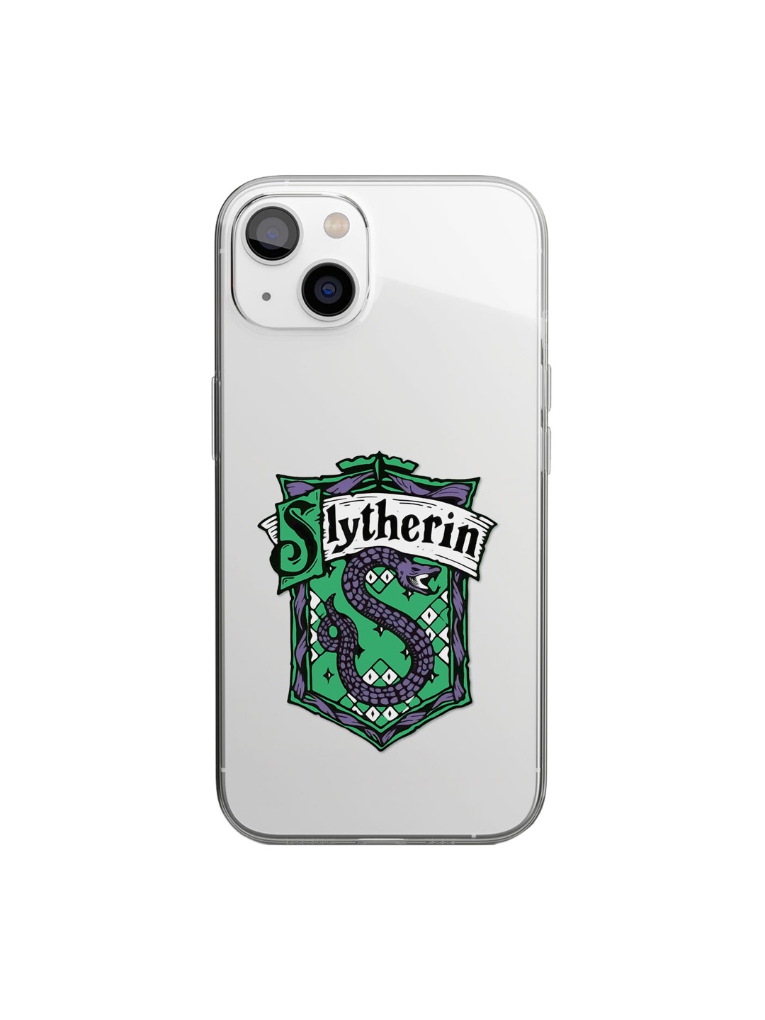 

macmerise Green Printed Crest Slytherin Design iPhone 14 Clear Phone Back Case, Transparent