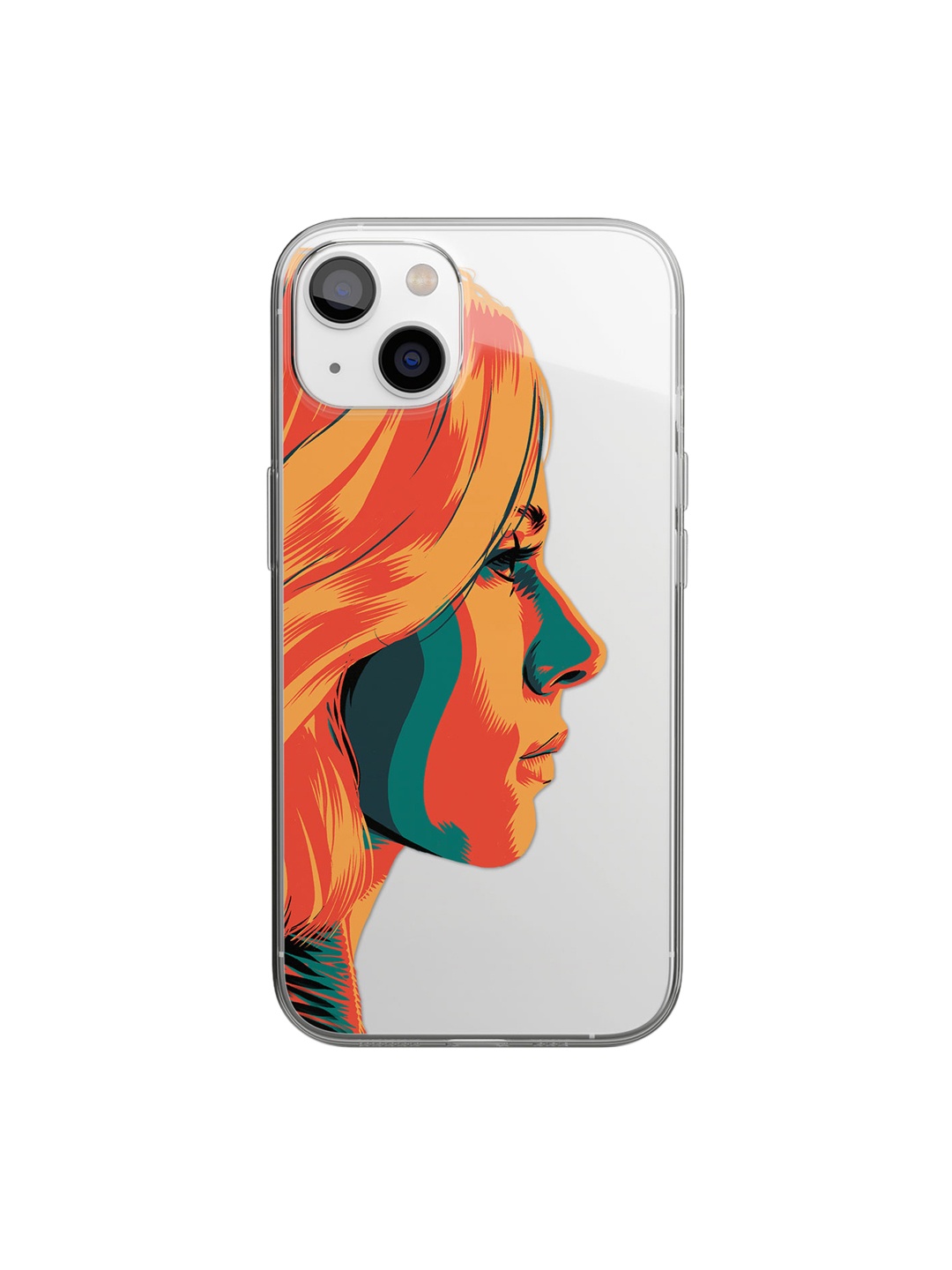 

macmerise Transparent & Orange Printed Black Widow I Phone 14 Plus Clear Phone Back Case