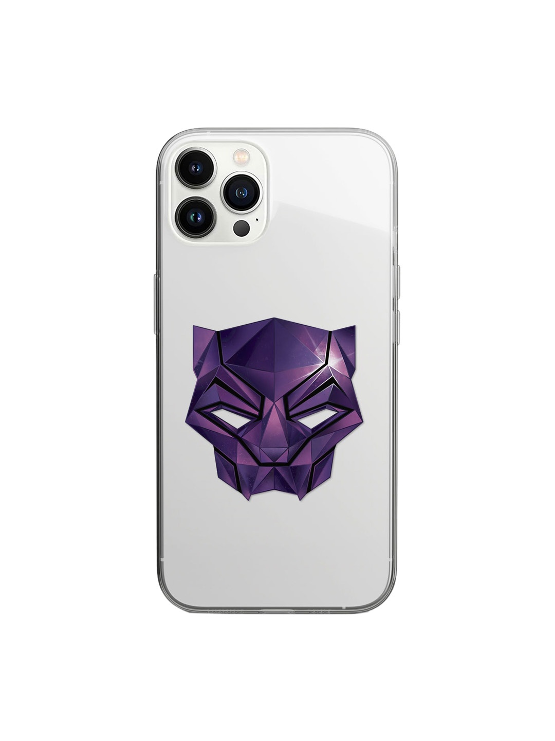

macmerise Transparent & Purple Printed Panther Logo Design iPhone Pro 14 Clear Phone Back Case