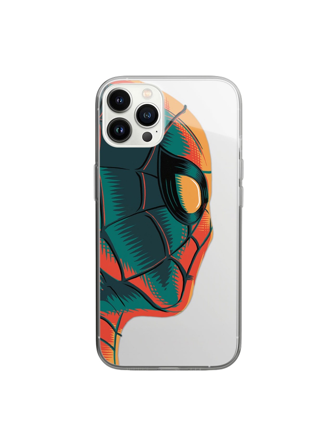 

macmerise Transparent & Orange-Colored Printed Illuminated Spiderman Design iPhone 14 Clear Phone Back Case
